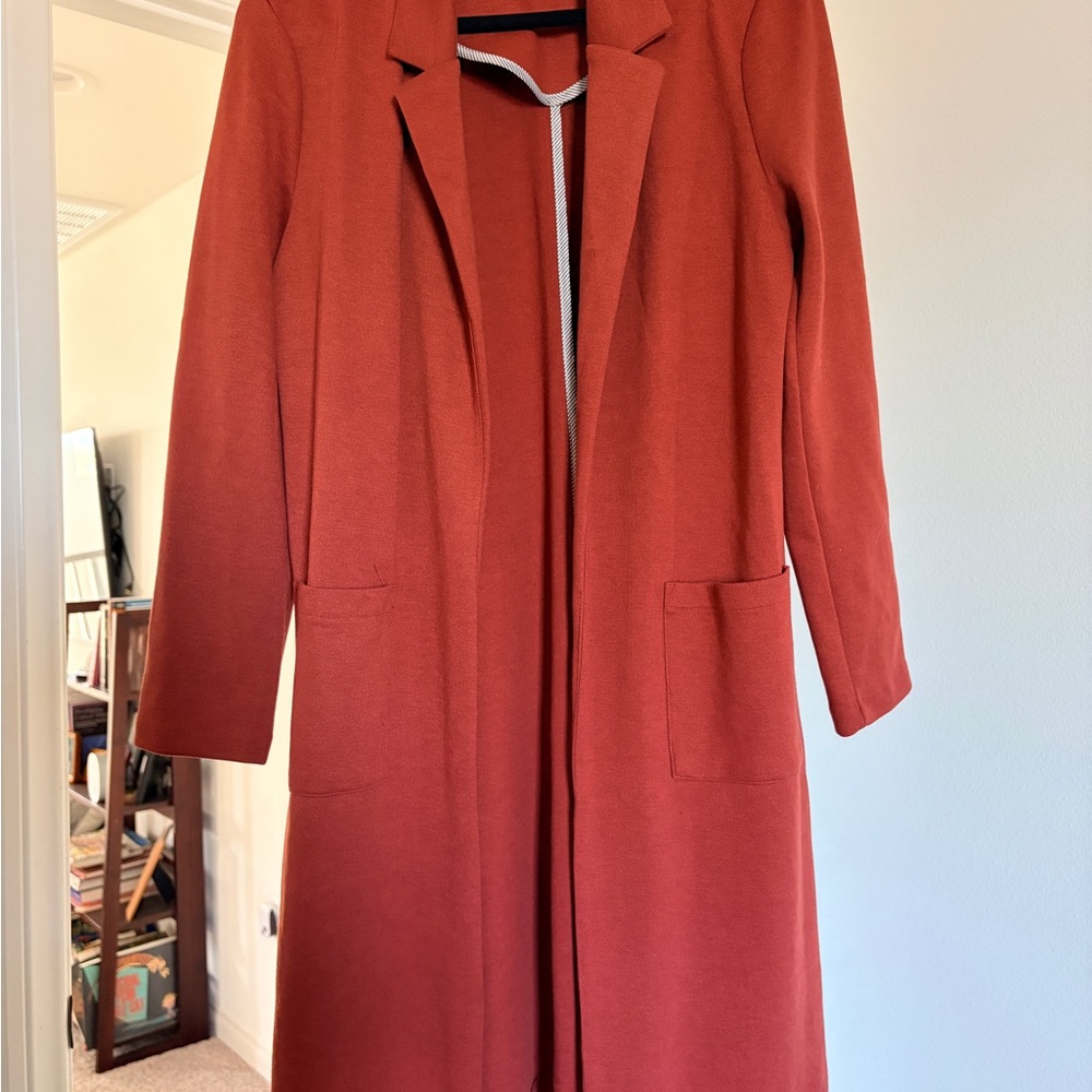 Women's Rust Knee Length Light Knit Coat Size Large